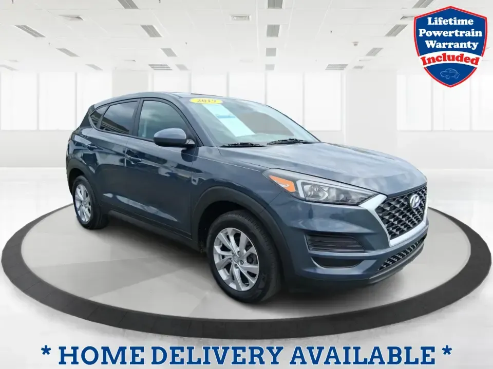 2019 Hyundai Tucson SE (KM8J23A41KU) with an Nu 2L I-4 gasoline direct injection engine, 6A transmission, located at 8750 N County Rd 25A, Piqua, OH, 45356, (937) 908-9800, 40.164391, -84.232513 - Need a practical SUV that can handle the daily school run, a long commute up I75, and weekend trips to the Miami Valley without draining your budget? This 2019 Hyundai Tucson SE in eye-catching Dusk Blue is built for real life in Piqua, Ohio-easy to park, comfortable for passengers, and ready for ev - Photo#0