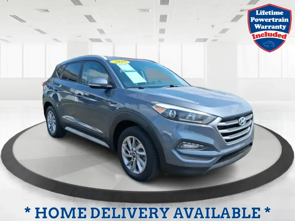 2018 Hyundai Tucson SEL Plus (KM8J33A4XJU) with an Nu 2L I-4 gasoline direct injection engine, 6A transmission, located at 1230 East Main St, Xenia, OH, 45385, (937) 908-9800, 39.688026, -83.910172 - Need a do-it-all SUV that fits real life in Greene County-school runs, long commutes to Dayton, and weekend getaways to John Bryan State Park-without sacrificing comfort or confidence? This 2018 Hyundai Tucson SEL Plus in Coliseum Gray is built for drivers who want practical space, modern tech, and - Photo#0