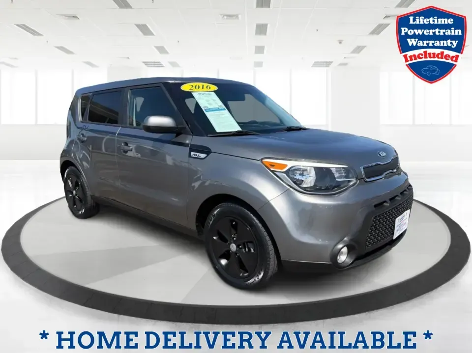 2016 Kia Soul Base (KNDJN2A27G7) with an 1.6L L4 DOHC 16V engine, 6A transmission, located at 4508 South Dixie Dr, Moraine, OH, 45439, (937) 908-9800, 39.689976, -84.218452 - Need a smart, city-friendly ride that fits tight parking spots in downtown Dayton, keeps up with your daily I75 commute, and still has the cargo flexibility for a Costco run or a weekend trip to Carillon Historical Park? This 2016 Kia Soul Base in gray delivers a practical, easygoing lifestyle-great - Photo#0