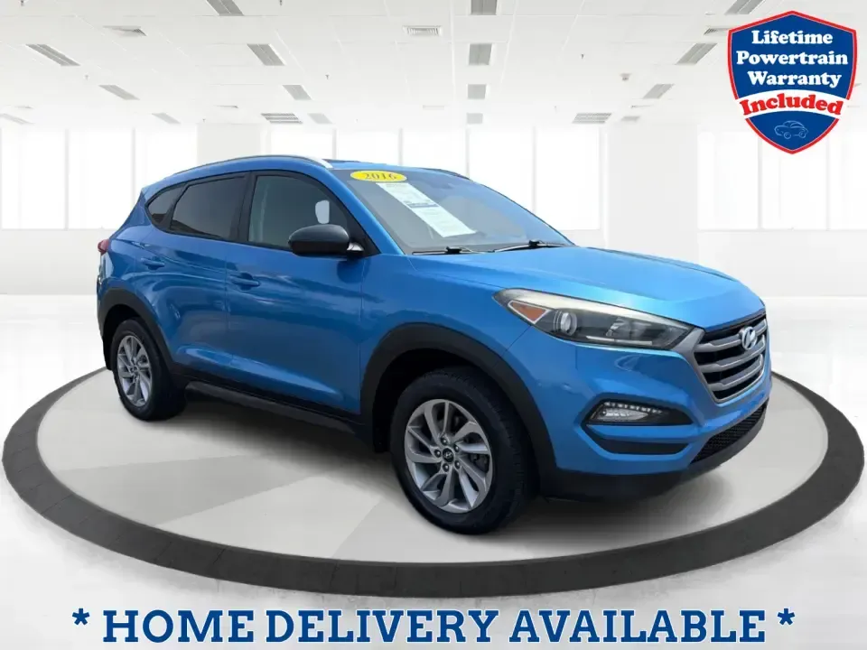 2016 Hyundai Tucson SE w/Preferred Package AWD (KM8J3CA41GU) with an 2.0L L4 DOHC 16V engine, 6A transmission, located at 401 Woodman Dr, Riverside, OH, 45431, (937) 908-9800, 39.760899, -84.123421 - Need an SUV that can handle Dayton-area commutes, rainy school drop-offs, and spontaneous weekend getaways without feeling oversized? This 2016 Hyundai Tucson SE w/Preferred Package AWD in eye-catching Caribbean Blue is built for real life-comfortable for daily drives, confident when the weather tur- Photo#0