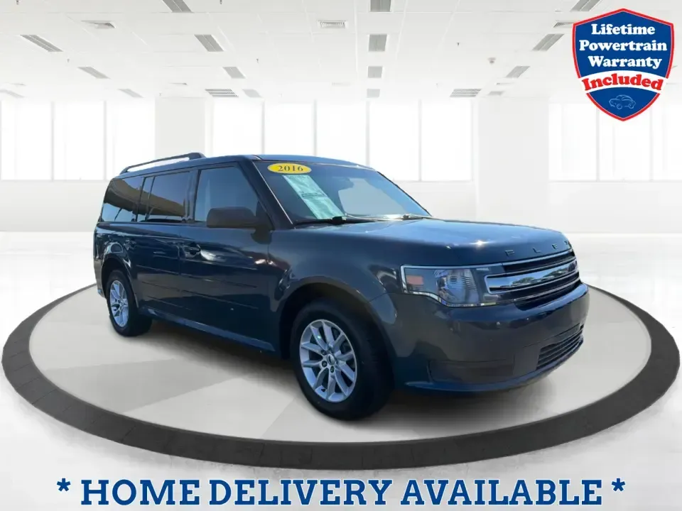 2016 Ford Flex SE FWD (2FMGK5B81GB) with an 3.5L V6 DOHC 24V engine, 6A transmission, located at 1099 N County Rd 25A , Troy, OH, 45373, (937) 908-9800, 40.057079, -84.212883 - Need one vehicle that can handle school drop-offs, long commutes down I75, and a full weekend of gear for a trip to Charleston Falls Preserve? This 2016 Ford Flex SE FWD is built for real life in Troy, Ohio-roomy for growing families, comfortable for daily drivers, and flexible (pun intended) for an- Photo#0
