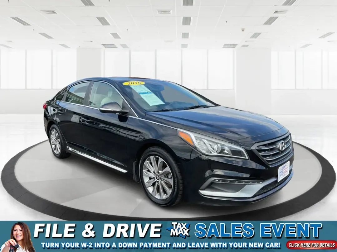 2016 Hyundai Sonata Sport (5NPE34AF2GH) with an 2.4L L4 DOHC 16V engine, 6-Speed Automatic transmission, located at 1099 N County Rd 25A , Troy, OH, 45373, (937) 908-9800, 40.057079, -84.212883 - ### Unlock Your Journey with the 2016 Hyundai Sonata Sport at Advantage Car and Credit - Fairborn<br /> <br /> Are you in the market for a vehicle that can effortlessly transition from daily commutes to weekend getaways? Look no further than the 2016 Hyundai Sonata Sport, available now at Advantage - Photo#0