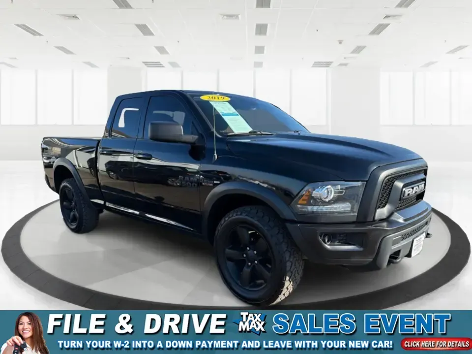 2019 Ram 1500 Warlock Quad Cab 4x4 6'4 Box (1C6RR7GT7KS) with an 5.7L V8 OHV 16V engine, 8A transmission, located at 1230 East Main St, Xenia, OH, 45385, (937) 908-9800, 39.688026, -83.910172 - **Unleash Your Adventures with the 2019 Ram 1500 Warlock Quad Cab 4x4!**<br /> <br /> Are you in search of the perfect truck to elevate your weekend adventures or tackle your weekday commutes? Look no further! The 2019 Ram 1500 Warlock Quad Cab 4x4 is designed to handle anything from family outings - Photo#0