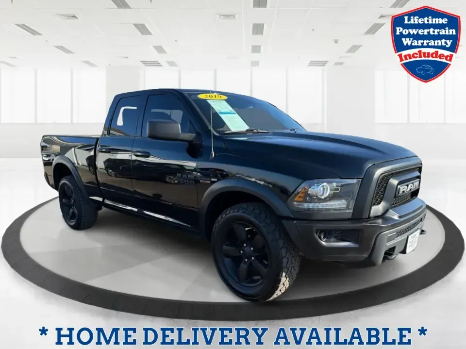 2019 Ram 1500 Warlock Quad Cab 4x4 6'4 Box (1C6RR7GT7KS) with an 5.7L V8 OHV 16V engine, 8A transmission, located at 1230 East Main St, Xenia, OH, 45385, (937) 908-9800, 39.688026, -83.910172 - **Unleash Your Adventures with the 2019 Ram 1500 Warlock Quad Cab 4x4!**<br /> <br /> Are you in search of the perfect truck to elevate your weekend adventures or tackle your weekday commutes? Look no further! The 2019 Ram 1500 Warlock Quad Cab 4x4 is designed to handle anything from family outings - Photo#0