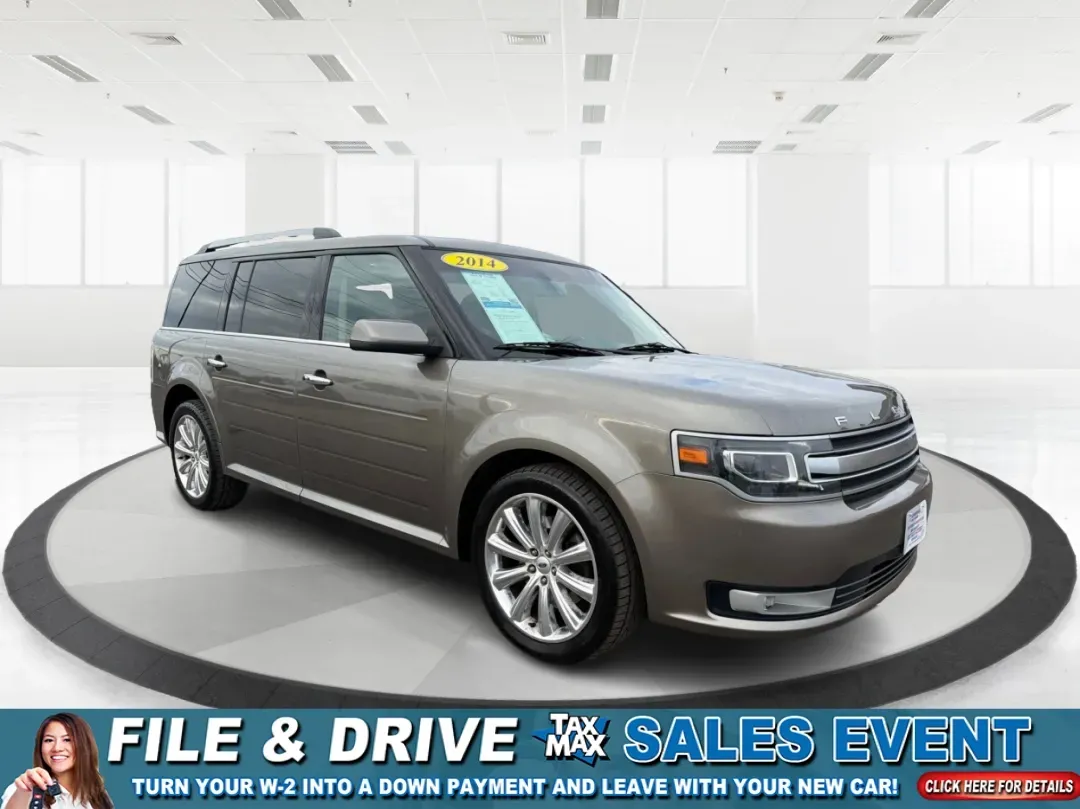 2014 Ford Flex Limited (2FMGK5D89EB) with an 3.5L V-6 DOHC engine, 6-Speed Automatic Overdrive transmission, located at 401 Woodman Dr, Riverside, OH, 45431, (937) 908-9800, 39.760899, -84.123421 - Are you ready to upgrade your lifestyle with a reliable vehicle that accommodates both family adventures and daily commutes? Look no further than this stunning 2014 Ford Flex Limited, available now at Advantage Car and Credit in Moraine, OH. With its spacious interior, versatile cargo capacity, and - Photo#0