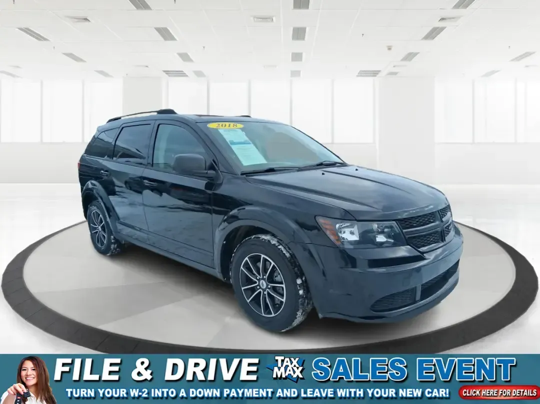 2018 Dodge Journey SE (3C4PDCAB9JT) with an Tigershark MultiAir 2.4L I-4 DOHC engine, 4A transmission, located at 880 E. National Road, Vandalia, OH, 45377, (937) 908-9800, 39.891918, -84.183594 - Need a practical SUV that can handle school drop-offs, grocery runs, and weekend trips up I75 without blowing your budget? This 2018 Dodge Journey SE in Pitch Black Clearcoat is built for real life in West Central Ohio-roomy enough for growing families, comfortable for long commutes, and flexible fo - Photo#0